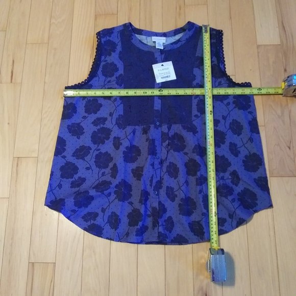 Liz Claiborne  Crochet detail linen and cotton sleeveless top XL summer - Picture 1 of 11